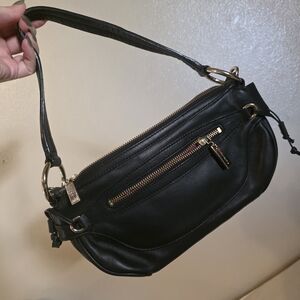 ANTONIO MELANI Black Shoulder Bag with Gold Hardware